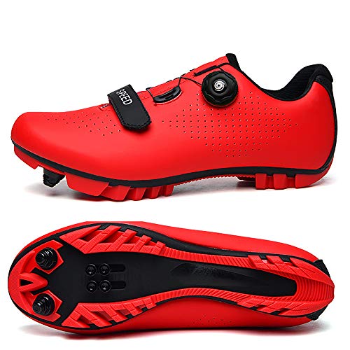 Nuevos Zapatos de Ciclismo MTB 2021 para Hombre, Zapatos de Bicicleta Deportivos al Aire Libre, Zapatos de Bicicleta de Carretera de Carreras Profesionales con autobloqueo, rojo-40