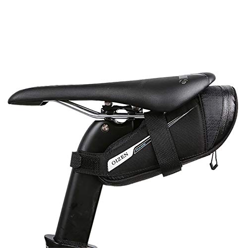 OIZEN Alforja para sillín de Bicicleta Unisex con Soporte para luz Trasera para Bicicleta de Carretera (0,6 L), Color Negro