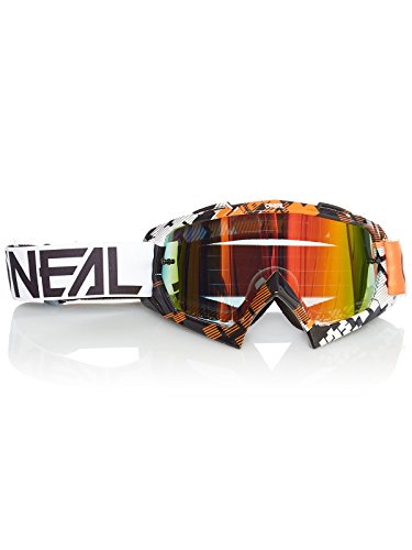 O'Neal | Gafas de Motocross | MX MTB DH FR Downhill Freeride | Lentes 3D de 1,2 mm de para una mayor claridad y protección UV | Gafas B-10 | Adultos Unisex | Naranja Blanco | Talla Única