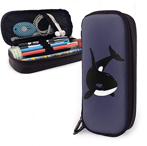 Orca Whale Killer Whale Dolphin Estuche de lápices de cuero fresco Diseño profesional y personalizado de impresión DIY Personalizado Super ligero