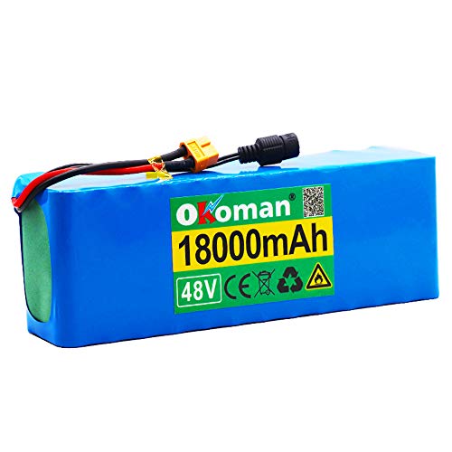 Paquete Batería De Iones De Litio para Bicicleta Eléctrica De 48v 13s3p 18ah Batería De Alta Potencia 1000w Bicicleta Eléctrica BMS con Enchufe Xt60 + Cargador