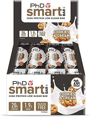 PhD Smart Bar Barritas Proteína Galletas y nata (12 x 64g), 31% Proteína