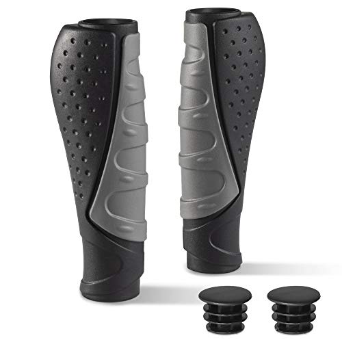prunus Puños Bicicleta Caucho ergonómicos Antideslizantes puños para Manillar de MTB Bicicleta de montaña Mountain Bike o BMX Bici (Negro(130mm+130mm)) prunus Puños Bicicleta Caucho ergonómicos Antideslizantes puños para Manillar de MTB Bicicleta de montaña Mountain Bike o BMX Bici (Negro(130mm+130mm))