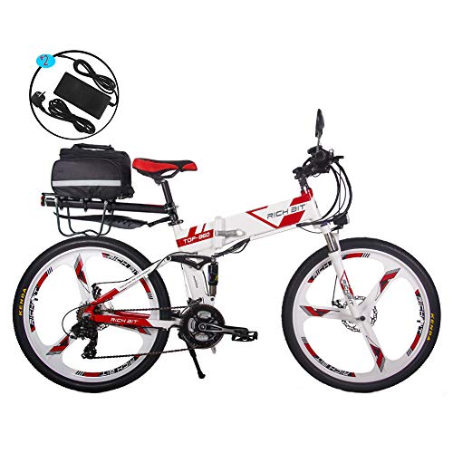 RICH BIT Bicicleta Eléctrica 250W Bicicleta Plegable de Montaña LG Li Batería 36V * 12.8 Ah Smart eBike 26 Pulgadas MTB RT-860 (Rojo)