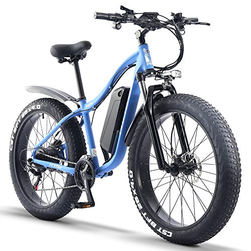 ride66 Bicicleta Electrica de Montaña para Adulto Hombre Mujer MTB 26" 1000W 48V 16Ah Ebike (Azul)
