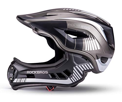 ROCKBROS Casco Integral para Niños de Bicicleta MTB BMX Casco Desmontable Ajustable 48-58CM para 3-15 Años ROCKBROS Casco Integral para Niños de Bicicleta MTB BMX Casco Desmontable Ajustable 48-58CM para 3-15 Años
