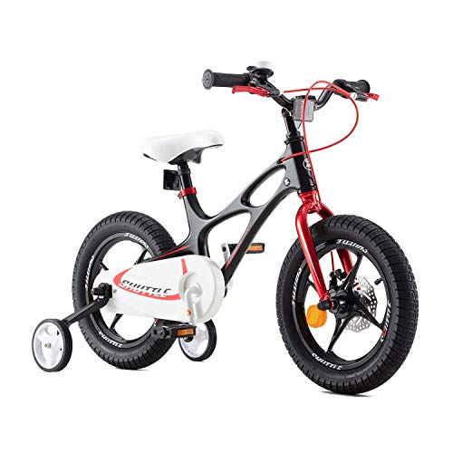 RoyalBaby Bicicleta Infantil para niños y niñas Bicicletas Infantiles Space Shuttle Ruedas auxiliares Bicicleta para niños Magnesio Bicicleta de Niño 14 Pulgadas Negro