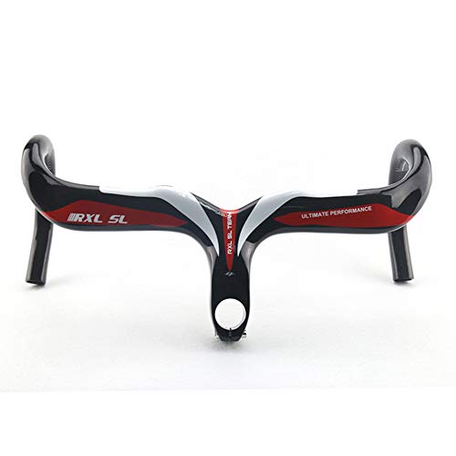 RXL SL 1-1/8“ Manillar Bicicleta Carretera Carbono Rojo 3K Brillante Integrado Manillar de Bicicleta de Carretera 400 * 100mm