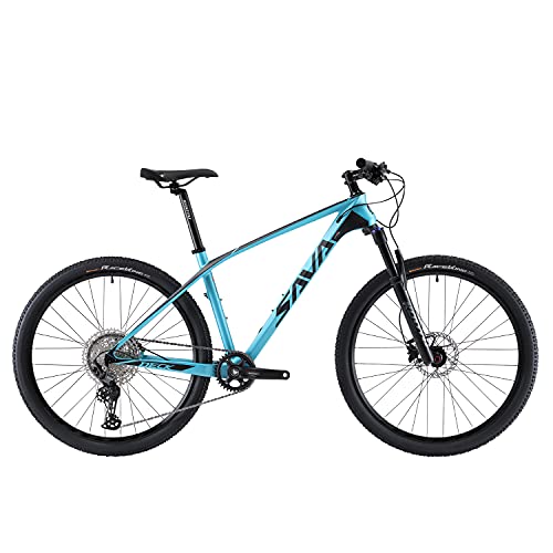 SAVADECK DECK6.0 - Bicicleta de montaña de carbono, 26"/27,5"/29", XC, ultraligera, fibra de carbono, con 30 marchas Shimano DEORE M6000 Group Set y hardware completo (azul, 29 x 17)