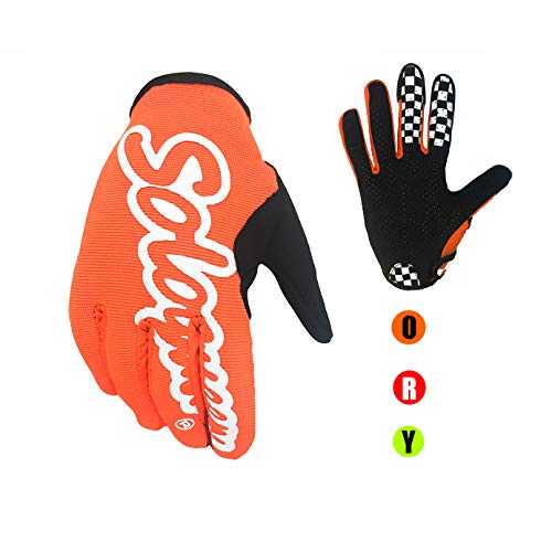 SOLO QUEEN Guantes de Volante Gaming y Moto y Bicicleta y ATV para Verano Una Sola Capa Ciclismo Adulto Unisexo Coloreado Antideslizante (XL, naranja)