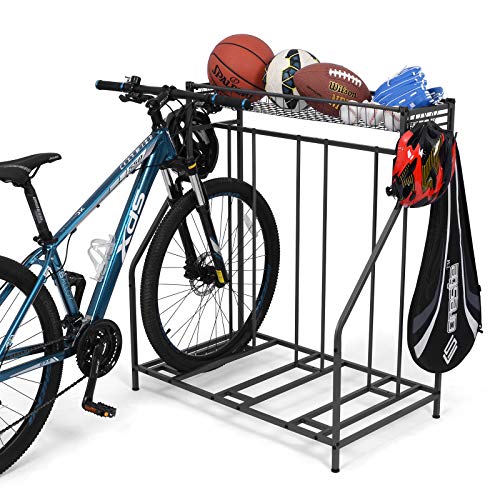 Soporte para bicicletas, soporte para estacionamiento en el piso para 3 bicicletas, soporte para almacenamiento en garaje, ranura ajustable para bicicletas de 3 anchos para bicicletas de montaña