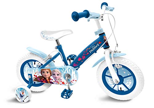 Stamp- Frozen II Bike 12" Bush + Nylon Rims + Caliper Brakes Anna, Elsa, Color Azul, Pulgadas (RN244018NBA)