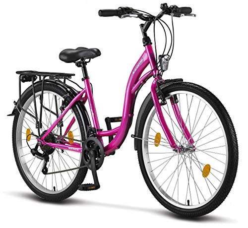 Stella Bicicleta para Mujer, 24 pulgadas, luz de bicicleta, cambio Shimano 21 marchas, bicicleta de ciudad para niñas y niñas, Florenz, Amsterdam, Hollandrad, diseño retro, bicicleta infantil