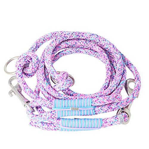 Taumur Groandi – Correa para perros de doble ajuste – resistente PPM – perros medianos – Color: lila/rosa/azul claro/blanco