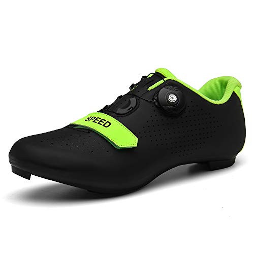 TFNYCT Zapatillas de Ciclismo Antideslizantes, Zapatillas de Bicicleta de Carretera y Montaña de Fibra de Carbono Transpirables (42,Negro)
