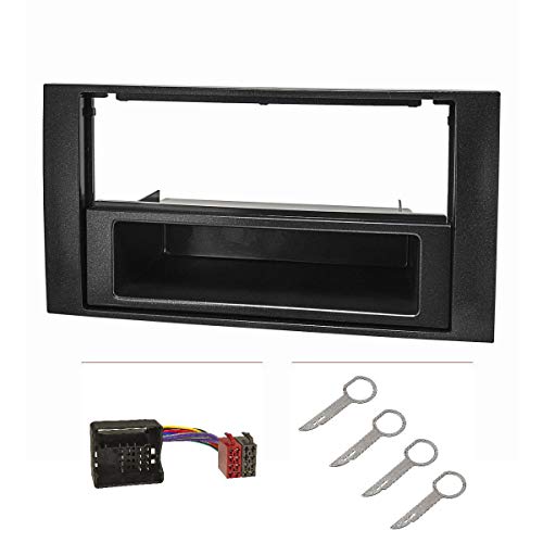tomzz Audio 2415-041 - Juego de embellecedor de radio compatible con Ford Focus 2 Fiesta C-Max Galaxy Mondeo Kuga Transit negro con adaptador Quadlock ISO, barra de desbloqueo tomzz Audio 2415-041 - Juego de embellecedor de radio compatible con Ford Focus 2 Fiesta C-Max Galaxy Mondeo Kuga Transit negro con adaptador Quadlock ISO, barra de desbloqueo