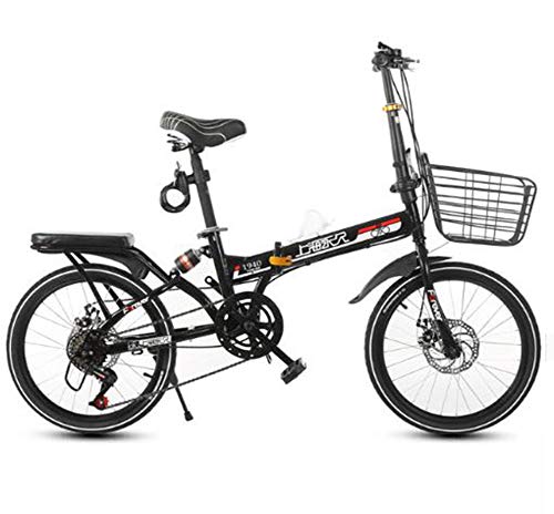 TX Bicicleta Plegable de 20 Pulgadas de Doble Choque una Redonda Masculina y Femenina Adultos,Black