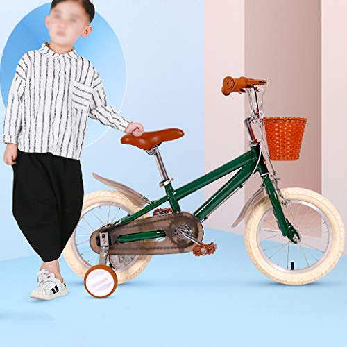 TXTC Bicicleta Cruiser del Vintage 14 16 18 Pulgadas De Bici Niños con La Cesta Y Las Ruedas De Entrenamiento For 3-9years Old Girls & Boys, Bicicleta Equilibrio For Niños Y Niñas