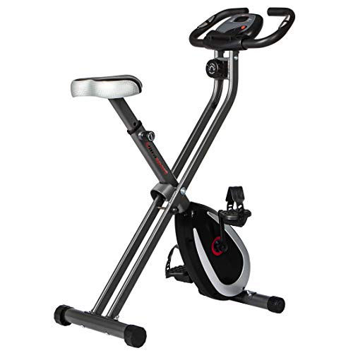 Ultrasport Unisex F-Bike, pantalla LCD, entrenador casero plegable, niveles de resistencia ajustables, con sensores de pulso de mano, entrenador de bicicleta plegable, para atletas y mayores