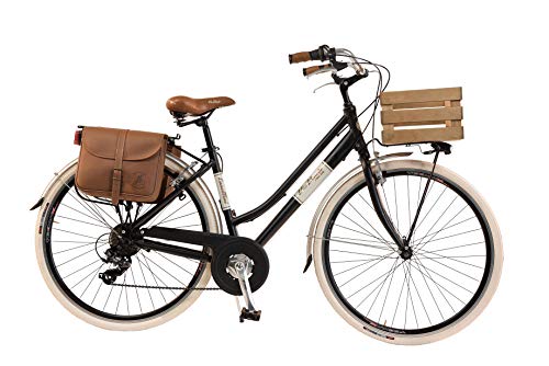 Via Veneto By Canellini Bicicleta Bici Citybike Ctb Mujer Vintage Retro Via Veneto Aluminio con Cajita (Negro, 46) Via Veneto By Canellini Bicicleta Bici Citybike Ctb Mujer Vintage Retro Via Veneto Aluminio con Cajita (Negro, 46)