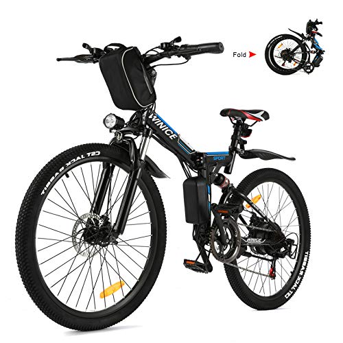 Vivi Bicicleta Eléctrica Plegable, 26" Bicicleta Montaña Adulto, Bicicleta Electrica Montaña, 250W Bicicletas Eléctricas con Batería Extraíble De 8Ah, Profesional 21 Velocidades, Doble Suspension