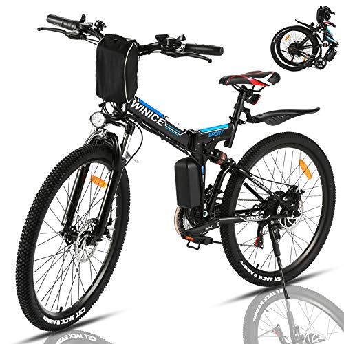 VIVI Bicicleta Electrica Plegable 350W Bicicleta Eléctrica Montaña, Bicicleta Montaña Adulto Bicicleta Electrica Plegable 26", Batería de 8 Ah, 32 km/h Velocidad MÁX (Azul-350W)