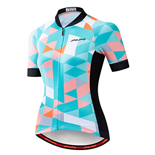 Weimostar - Maillot de ciclismo para mujer con cremallera, camiseta de manga corta para bicicleta de montaña Pro Team Racing MTB Tops para mujer, talla M
