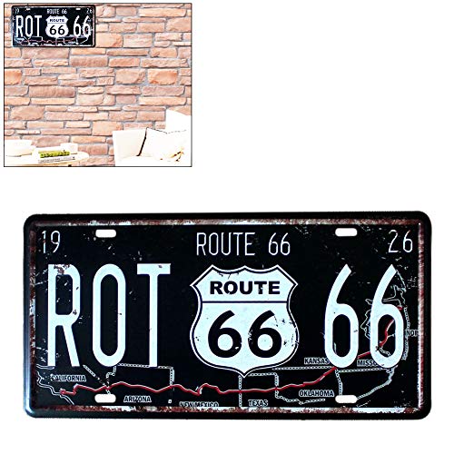 Woorea Placa de Matrícula de Metal Vintage para Coche, Decoración Retro para Garaje, Accesorios Universales para Coche, Ruta 66 de EUA