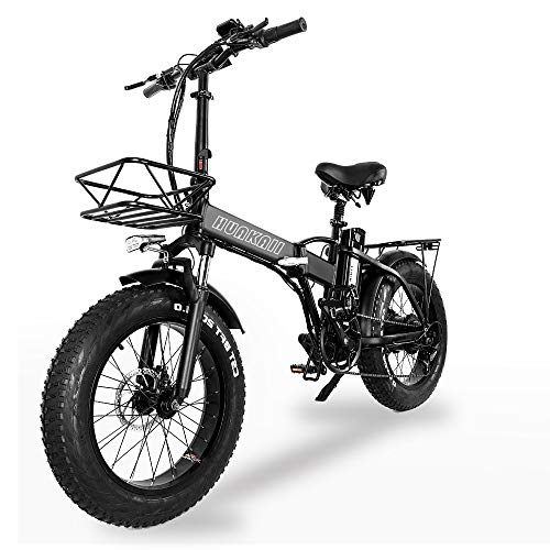 XXCY - Bicicleta eléctrica plegable, 500 W, ruedas gruesas 50 x 10 cm (20 x 4,0 pulgadas), 48 V, batería de 15 Ah, pantalla LCD, Negro