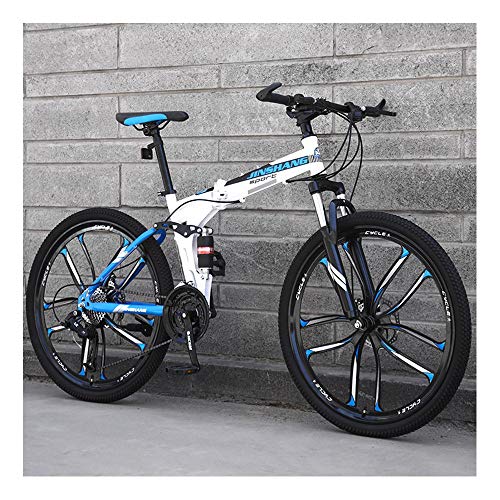 YCHBOS 24/26 Pulgadas Bicicletas de Montaña Doble Suspension Hombre, MTB Bicicleta Bici Montaña Plegable, Freno Doble Disco, 27-Stage Shift, 10 Cortadores RuedaB-24 Inch YCHBOS 24/26 Pulgadas Bicicletas de Montaña Doble Suspension Hombre, MTB Bicicleta Bici Montaña Plegable, Freno Doble Disco, 27-Stage Shift, 10 Cortadores RuedaB-24 Inch