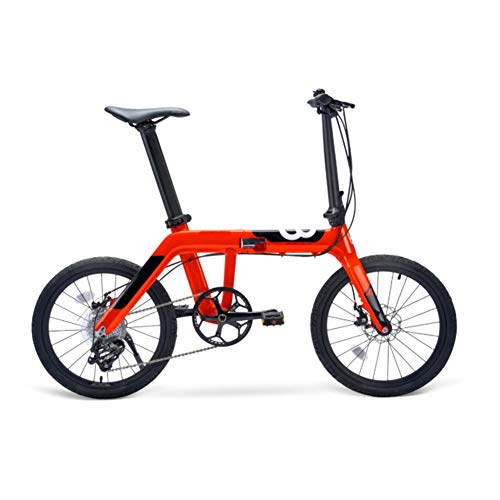 ZHIFENGLIU Bicicleta Portátil De Aleación De Aluminio Ultraligera De 20 Pulgadas, Plegable De Velocidad Variable De 9 Velocidades Y Bicicleta De Freno De Disco De Suspensión Completa,Black Red