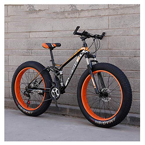 ZHTY Bicicletas de montaña para Adultos, Bicicleta de montaña rígida con Freno de Disco Doble de neumático Grueso, Bicicleta de Ruedas Grandes, Bicicleta de montaña con Marco de Acero de Alto Carbono