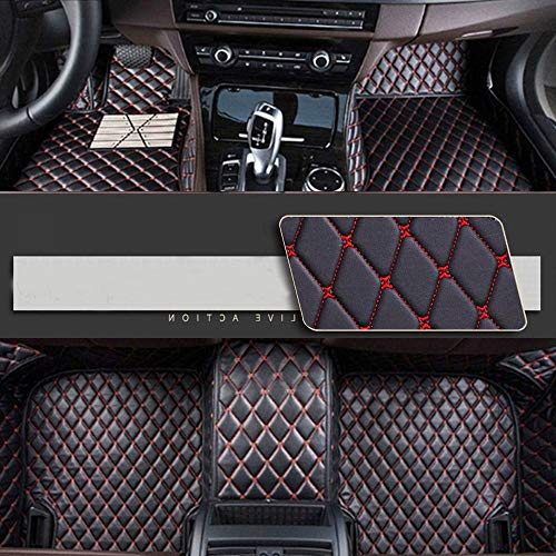 8X-SPEED Alfombrillas Coche de Cuero para For BMW Serie 2 F45 Gran Tourer 7-Asientos 2014-2018 Protección Alfombras de Cobertura Completa Antideslizante Moqueta Black Red