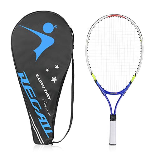 Achort Raqueta de Tenis para niños y jóvenes, Junior Raqueta de Tenis Moldura de Una Pieza con Bolsa de Transporte para niños Unisex, Azul