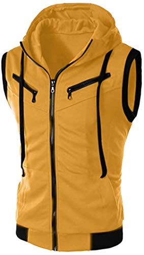 Aiserkly Camiseta de verano con capucha de colores puros, camiseta de manga corta gris, gris oscuro, rojo vino, M/L/XL/2XL/3XL X-amarillo. XXL