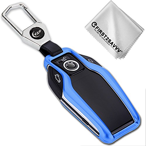 Azul Aluminio Coche Caso Dominante Protector Cubierta para 2016 2017 BMW 7 Series 730i 740i 750i 760 i8 Car Remote Key with Display (por Favor, Compruebe la compatibilidad de la Foto del Producto)