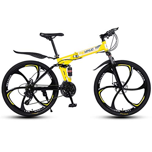 Bicicleta De Montaña Plegable 26 Pulgadas 21 Velocidad Variable Bicicleta Suspensión Trasera Amortiguadores para Niños, Niñas, Mujeres Y Hombres, Freno De Disco Delantero Y Trasero