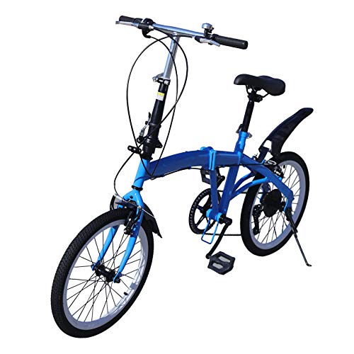 Bicicleta plegable Yunrux de 20 pulgadas, 90 kg, tándem plegable, para camping, bicicleta, plegable, 7 velocidades, color azul Bicicleta plegable Yunrux de 20 pulgadas, 90 kg, tándem plegable, para camping, bicicleta, plegable, 7 velocidades, color azul