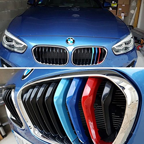 BizTech ® Parrillas de coche Inserciones Rayas decoración Compatible con BMW 1 Serie F20 F21 2015-2017 9 rejillas M Power M Sport Tech