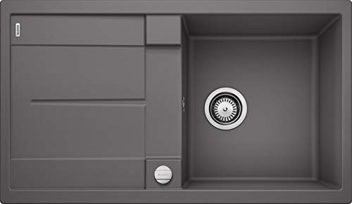 BLANCO METRA 5 S – Fregadero Rectangular de Granito para Armarios Bajos de 50 cm de Ancho – Con Escurridor Integrado – Acabado SILGRANIT – Gris – 518871 BLANCO METRA 5 S – Fregadero Rectangular de Granito para Armarios Bajos de 50 cm de Ancho – Con Escurridor Integrado – Acabado SILGRANIT – Gris – 518871