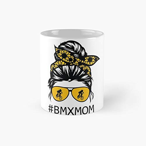 Bmx Mom Messy Hair Bun Sunflower Mother Day Mothers Day Classic Mug - 11 Ounce For Coffee, Tea, Chocolate Or Latte.