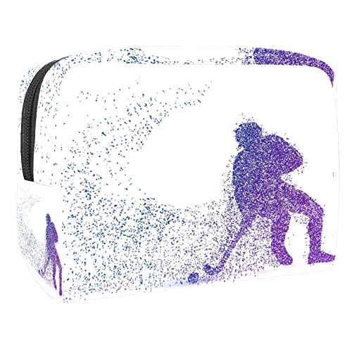 Bolsas Mujer Viaje Cosmeticos Neceseres Toiletry Bag Hockey Abstracto Portátil y Impermeable Material de PVC 7.3x3x5.1 Inch