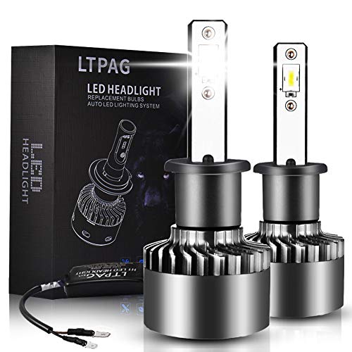 Bombilla H1 LED Coche, LTPAG 2pcs 72W Lampara H1 LED 12V/36V Luces LED Coche H1, 2019 Novísimo 12000LM Faros Reemplazo de Halógena y Kit Xenón H1, Blanco 6000K, Garantía de 2 años