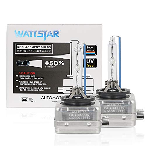 Bombillas para faros delanteros Wattstar, D1S 35W 8000K Bombillas para luz exterior blanca fría, Bombilla para faros delanteros HID de xenón, IP68 a prueba de agua