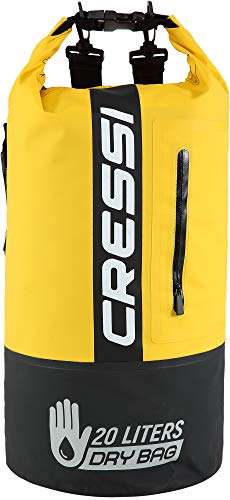 Cressi Dry Bag Premium 20L Bolsa/Mochila Impermeable Bicolor para Actividades Deportivas, Unisex Adultos, Negro/Amarillo, 20 L