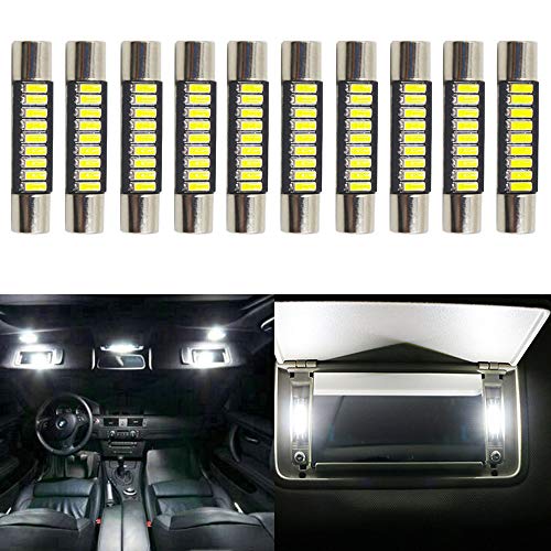 DEFVNSY - Paquete de 10 - Bombillas LED de xenón blanco brillante 30MM 31MM 4014 9SMD 6615F 6614F 3021 3022 3175 T-2 SF6 / 6 Para coche, SUV, camión, visera solar, espejo de vanidad, luz de 12 V