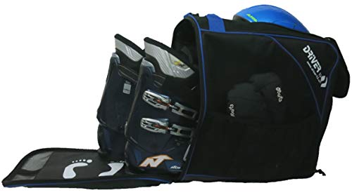 Driver13 ® Bolsa para Botas de esquí Bolsa para Botas de esquí con Compartimento para Casco para Botas Blandas duras inliner y Bolsa para Botas Negro-Azul