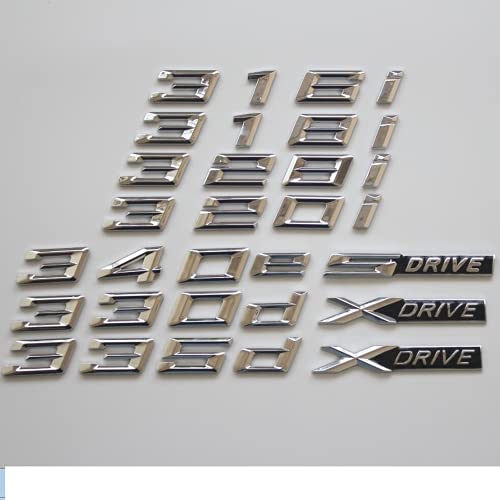 Emblemas de tronco con letras cromadas para BMW F30 F35 F80 F31 320i 330i 340i 318i 316i 328i 335i 330d 335d 340e XDrive (330d, cromo?)