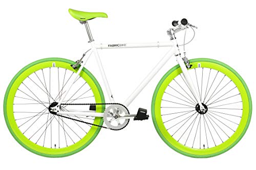FabricBike- Bicicleta Fixie, piñon Fijo, Single Speed, Cuadro Hi-Ten Acero, 10,45 kg. (Talla M) (M-54cm, Space White & Green)