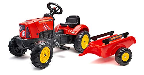 Falk 2030AB – Tractor con Pedales Supercharger con Remolque – A Partir de 2 años – Fabricado en Francia – Tapa Abierta – Volante direccional con bocina Falk 2030AB – Tractor con Pedales Supercharger con Remolque – A Partir de 2 años – Fabricado en Francia – Tapa Abierta – Volante direccional con bocina